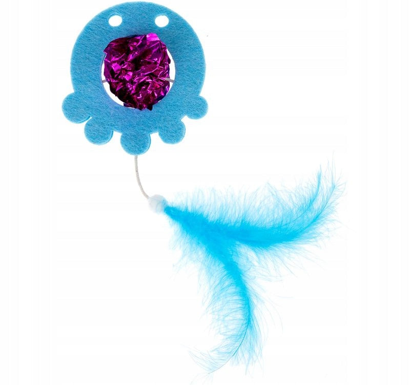 TIAKI cat toy octopus with real feathers rustling ball