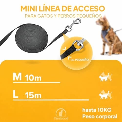 TIERHOOD LEASH 10 M / 15 M FOR CATS - LEASH FOR CATS - VERY LIGHT LEASH Brand Tierhood