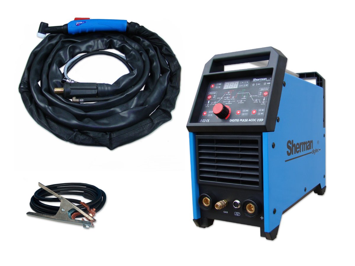 TIG AC/DC WELDER Sherman DIGITIG 200GD 200A ALUMINIUM MMA 2IN1 SET Brand Sherman