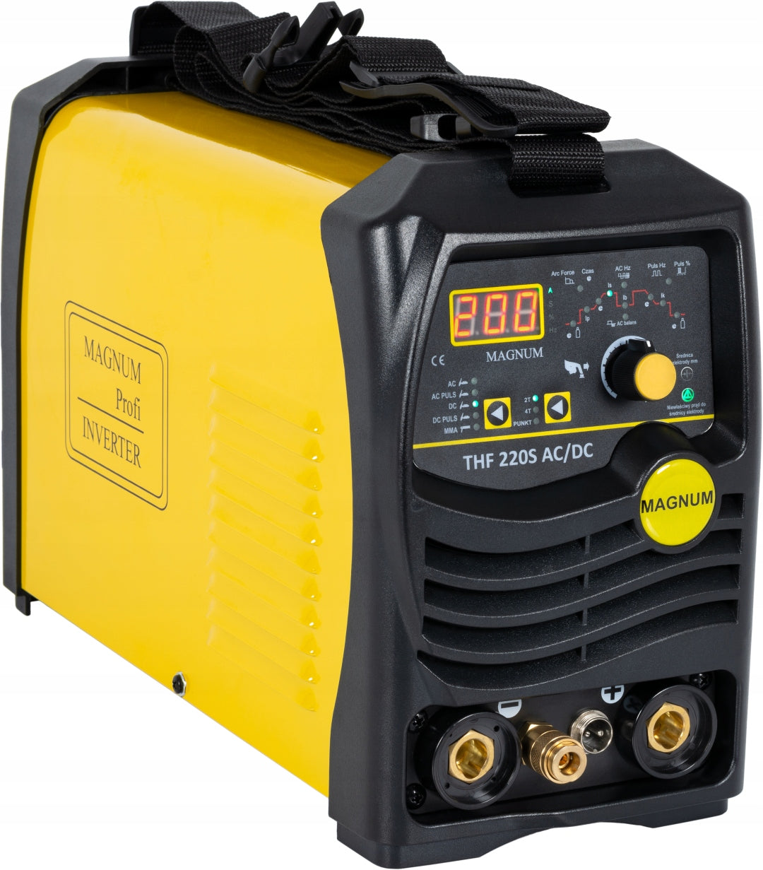 TIG ACDC welding machine for ALUMINIUM MAGNUM THF 220S 200A 230V PULSE CYLINDER WIRE Manufacturer code SPAWARKA TIG THF 220S KPW3