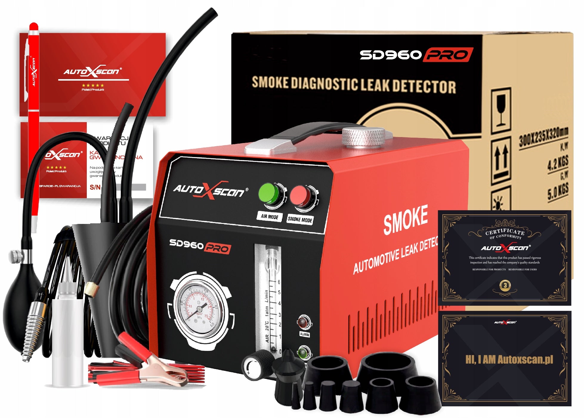 TIGHTNESS TESTER AUTOXSCAN SD960PRO smoker + CORK SET + OIL Brand AutoXscan