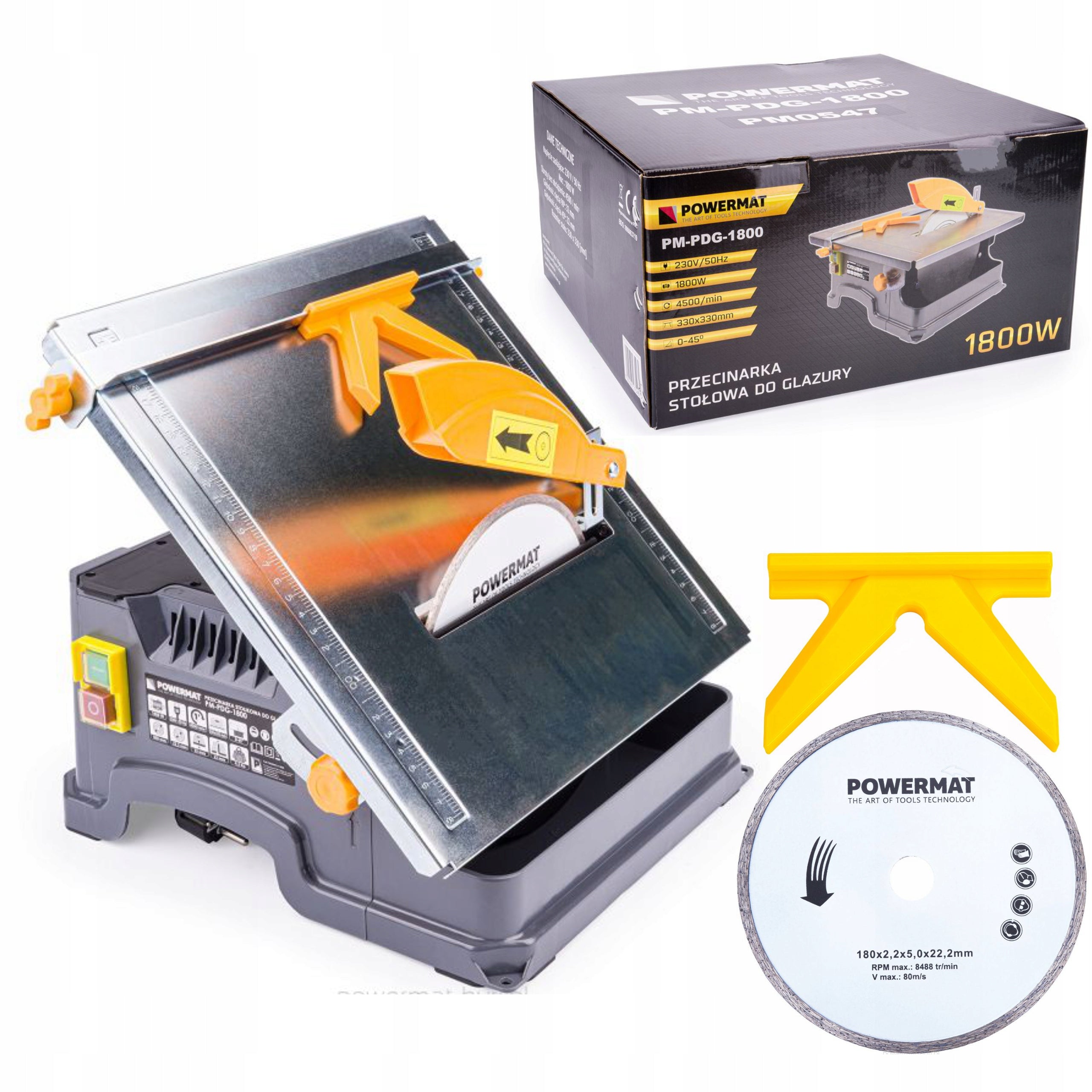 TILE GLAZE CUTTER SAW 1800W TABLE CUTTING DRY WET 180mm