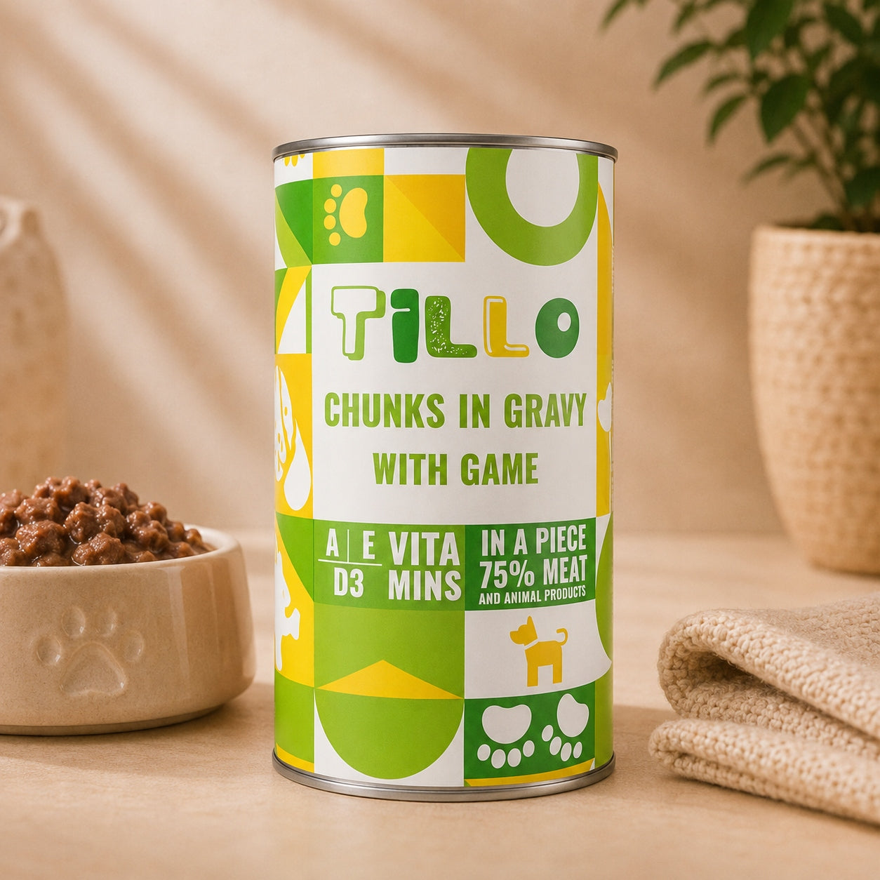 TILLO Wet Dog Food venison can 1250g Pieces in sauce Brand no brand