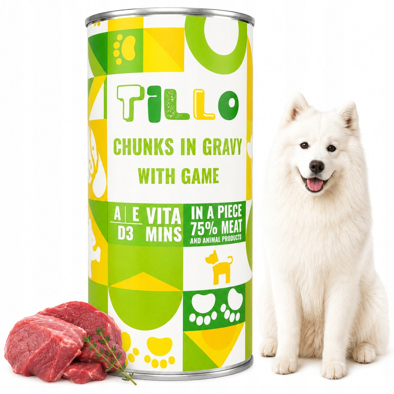 TILLO Wet Dog Food venison can 1250g Pieces in sauce