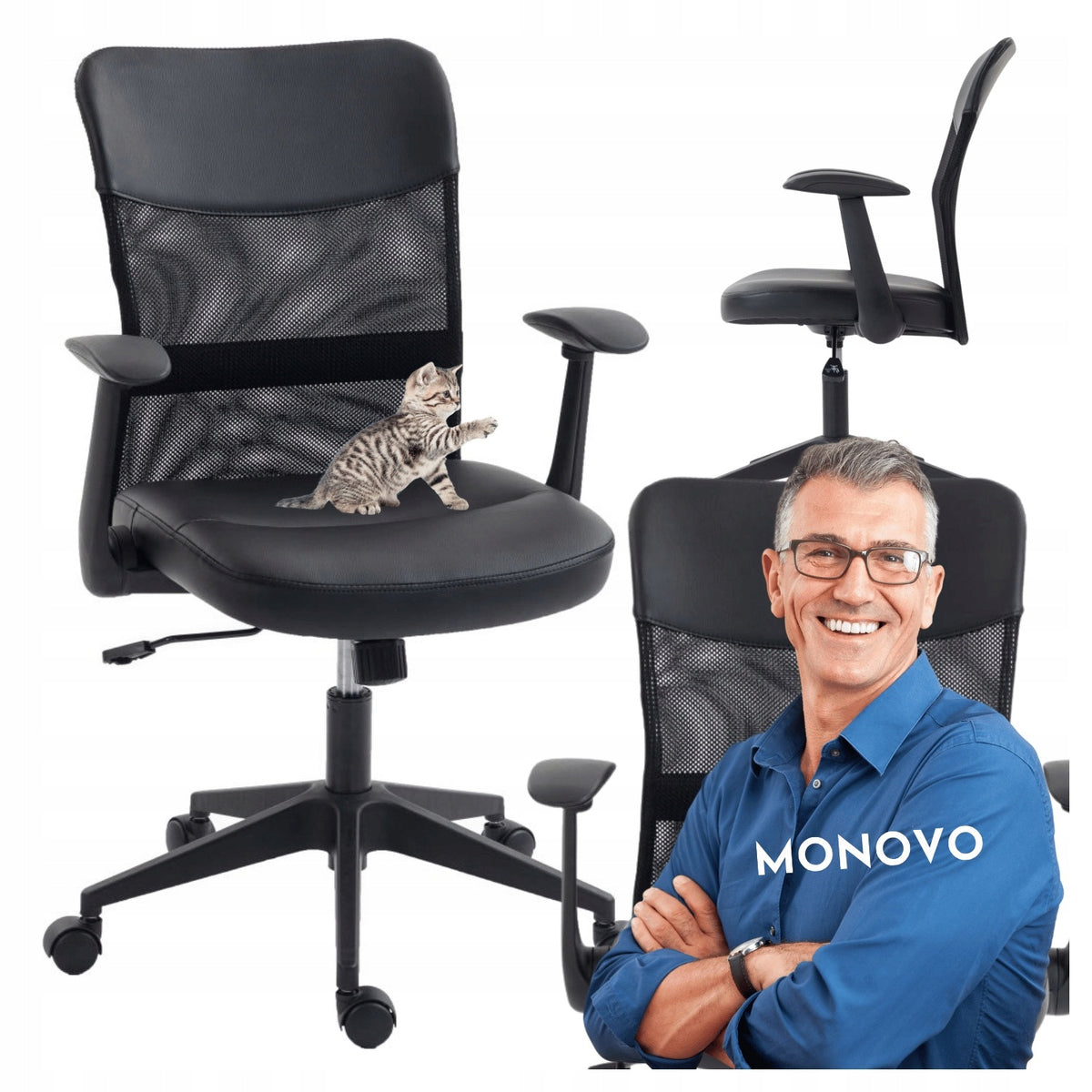 TILT Swivel Chair for Computer Black Mesh RIOS