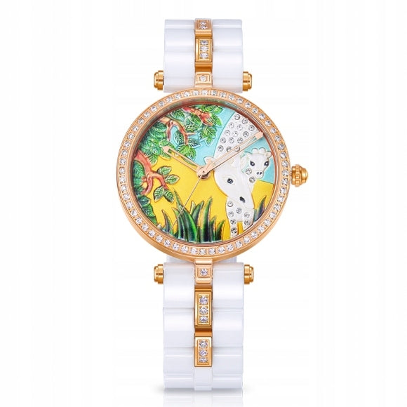 TIME100 FASHIONABLE AND ELEGANT WOMEN'S CERAMIC WATCH WITH ENAMEL