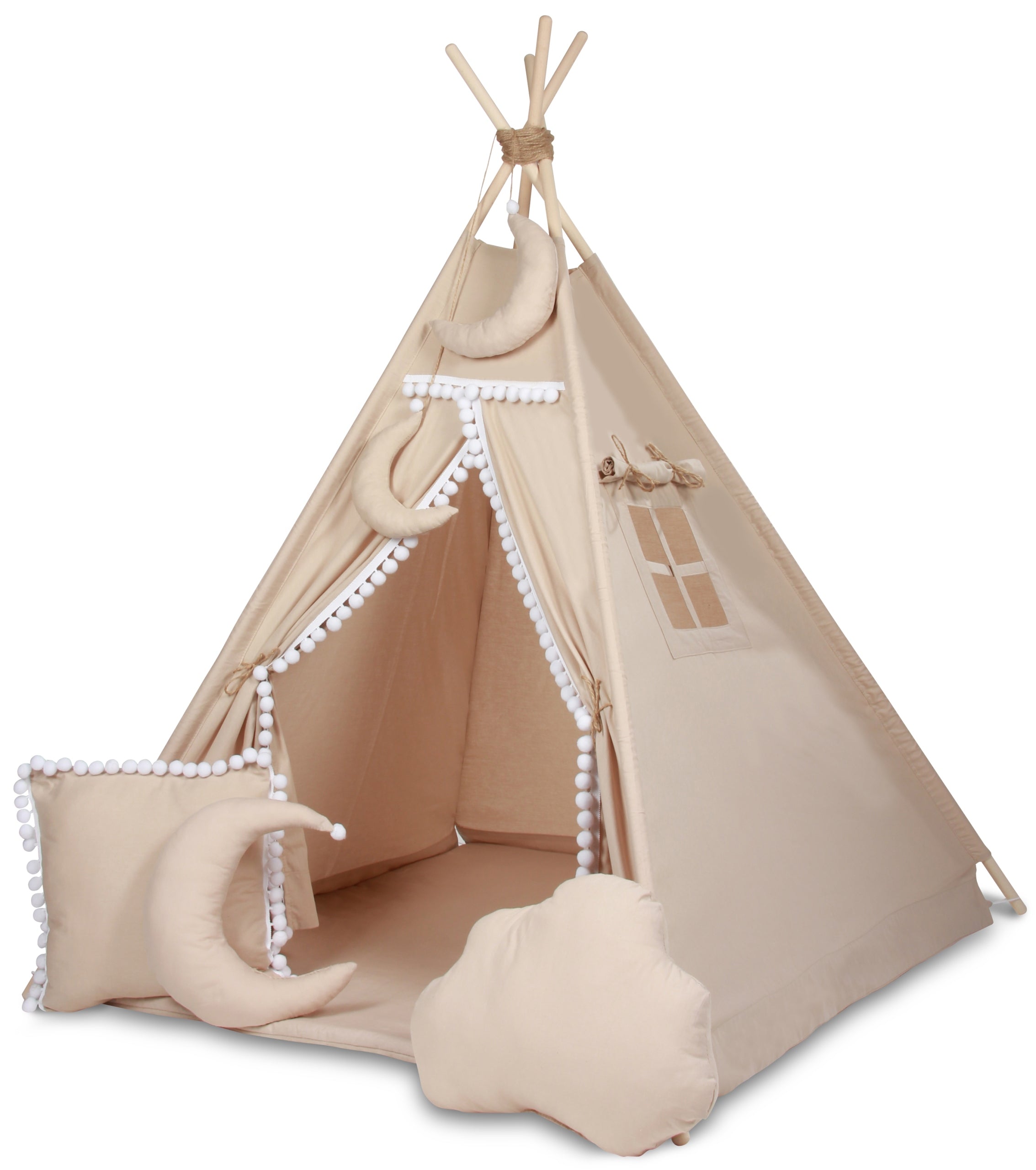 TIPI WIGWAM Tent with Mat+5 Cuddle Pillows