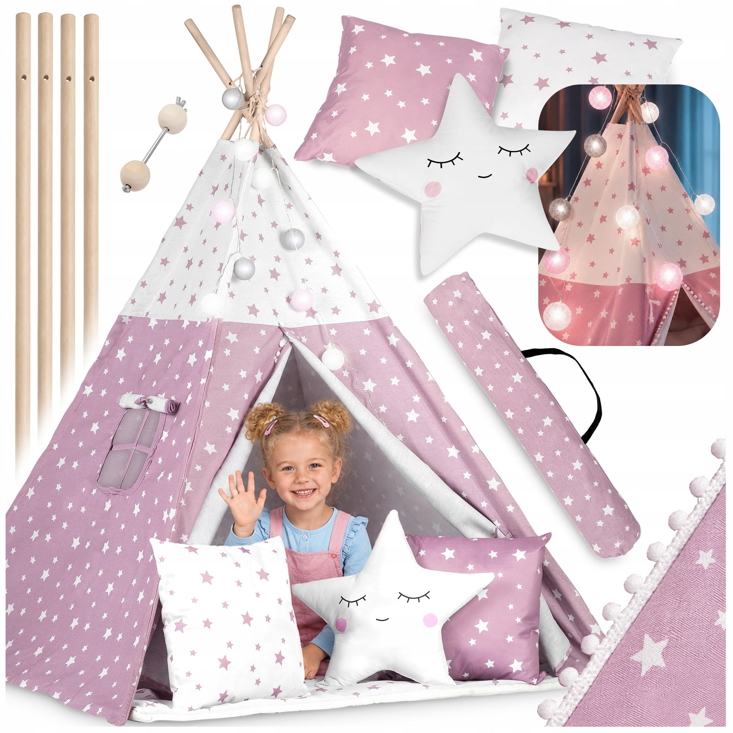TIPI children's tent Wigwam TEEPEE LAMPS Cushions Stabilizer Nukido
