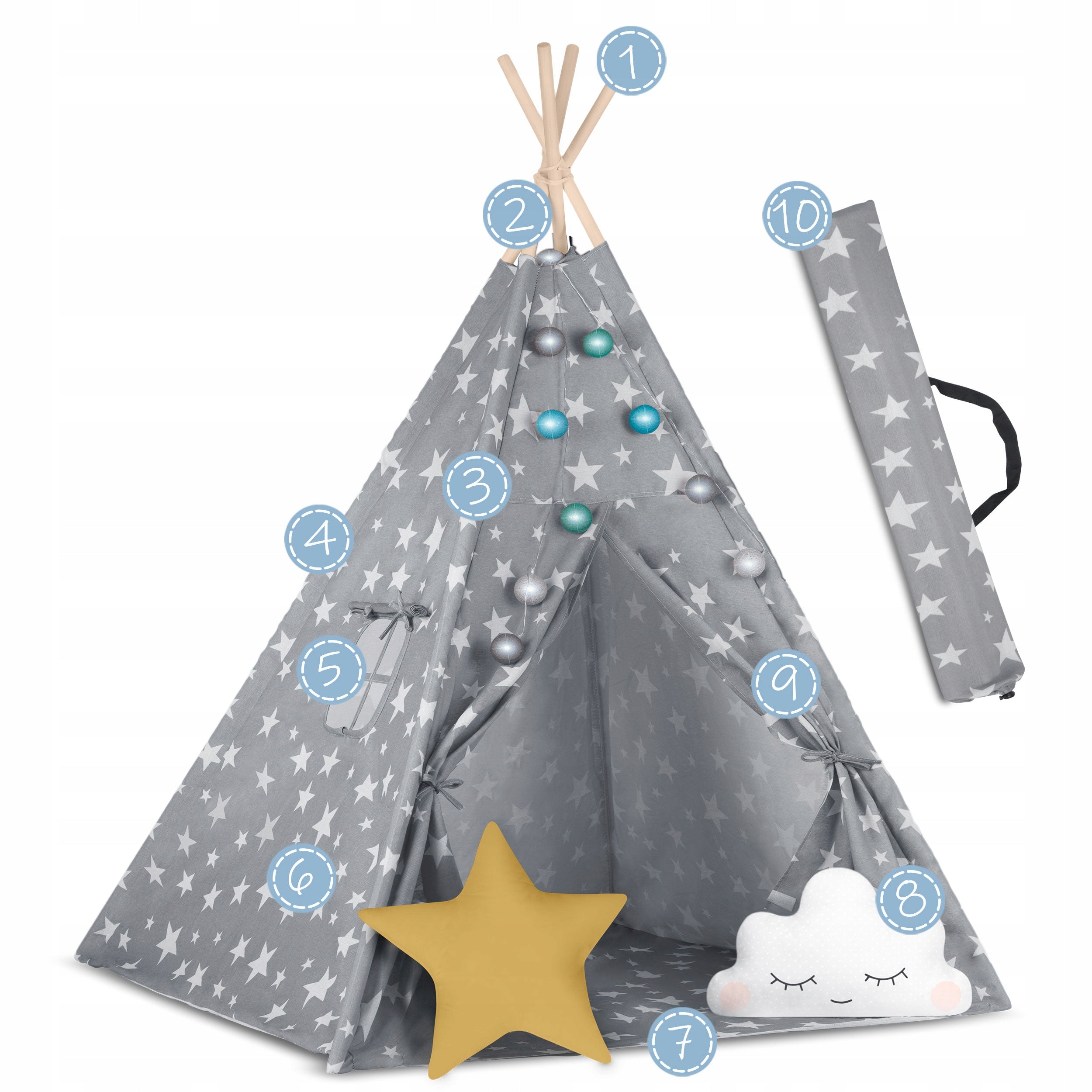TIPI wigwam tent for children TEEPEE Cushions Lights Cover Nukido Manufacturer code 740120