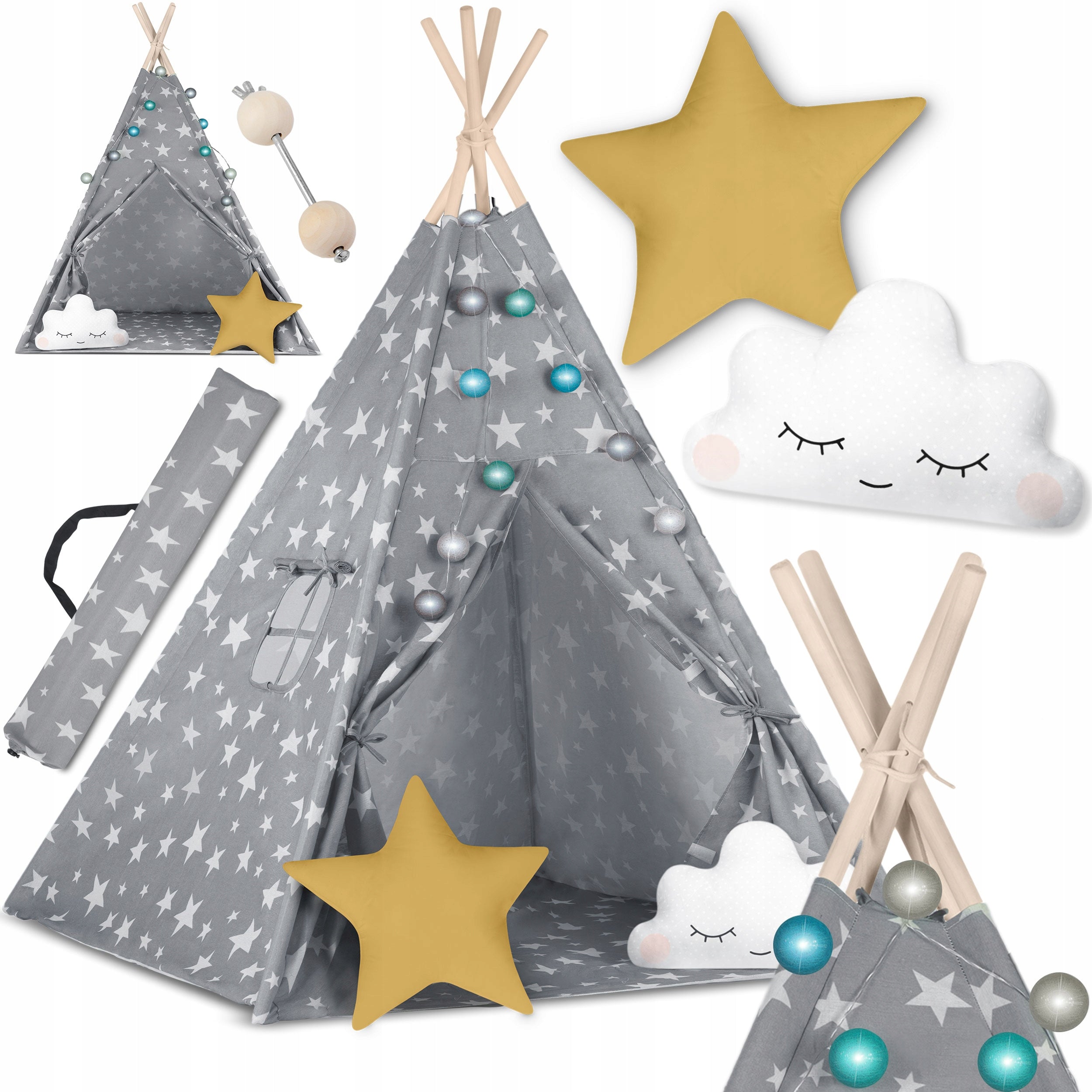 TIPI wigwam tent for children TEEPEE Cushions Lights Cover Nukido