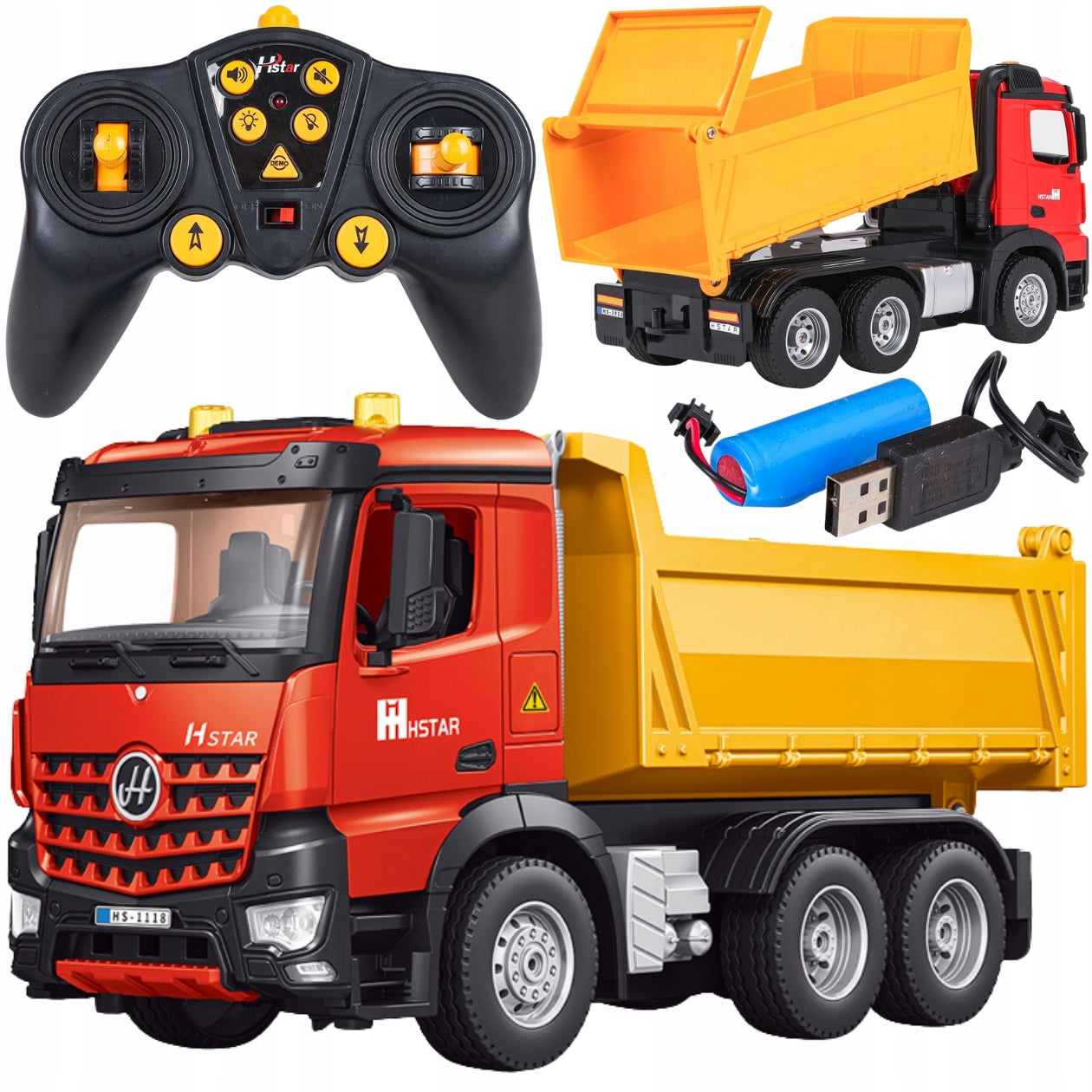 TIPPER REMOTE CONTROLLED TRUCK WITH TRAILER FOR REMOTE CONTROL R/C + EFFECTS