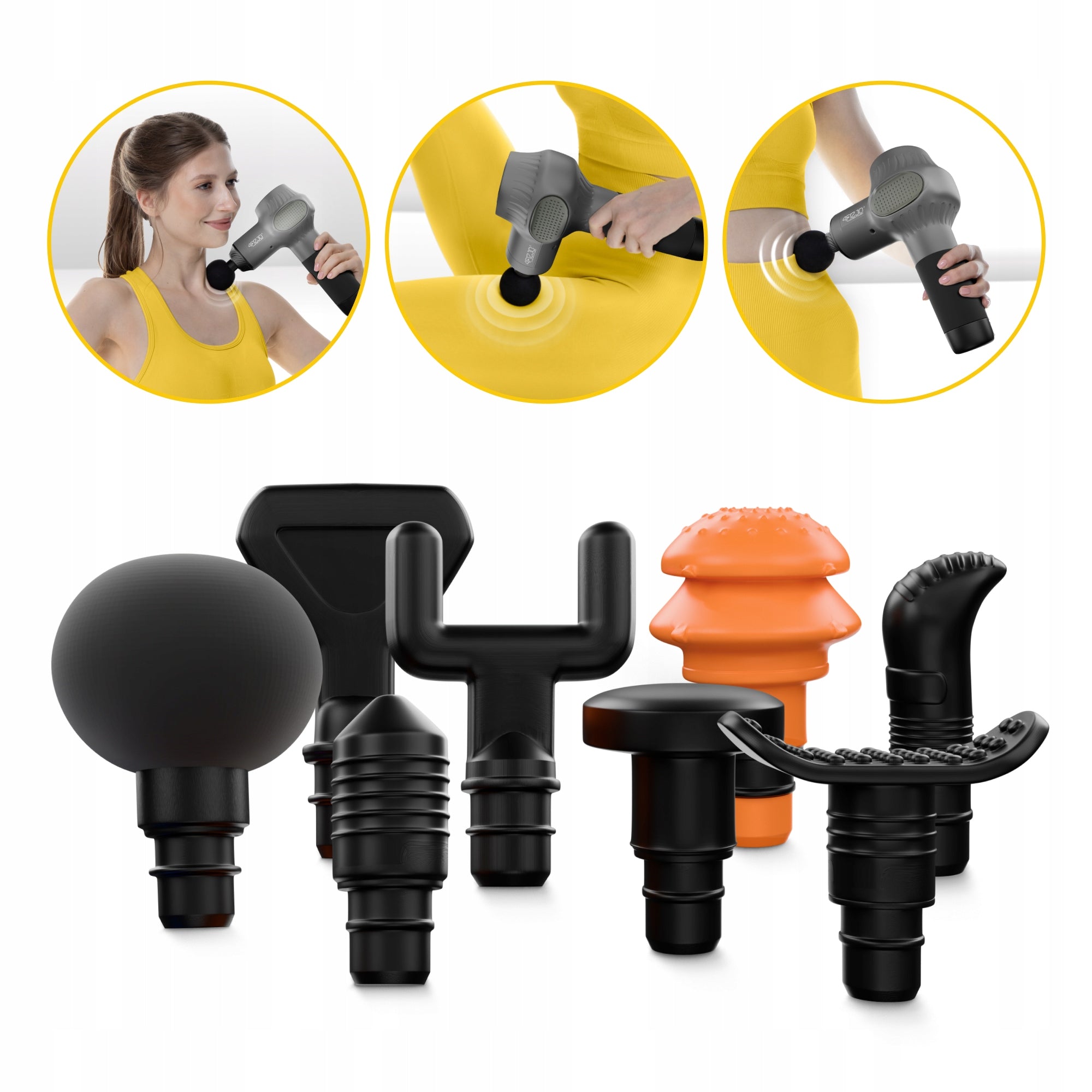 TIPS FOR MASSAGE GUN REPLACEMENT MASSAGER SET OF 8 PCS 4FIZJO Color black