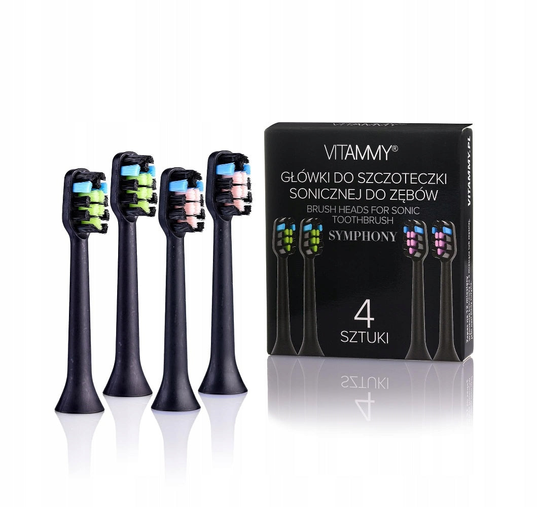 TIPS FOR SONIC TOOTHBRUSH ORIGINAL VITAMMY SYMPHONY BLACK 4PCS Packaging status original