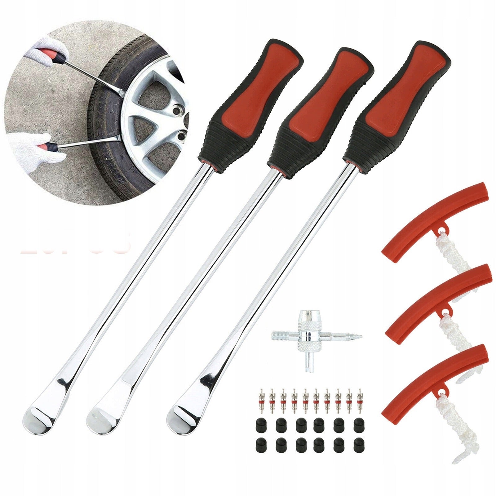 TIRE REPLACEMENT KIT BUCKETS FOR MOTORCYCLE TIRES REPAIR Kit&spanner 300mm