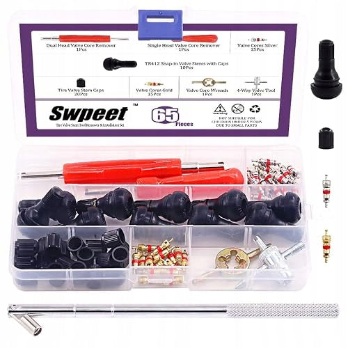 TIRE VALVE TOOL KIT 65 PCS VALVE CORE METAL COIN