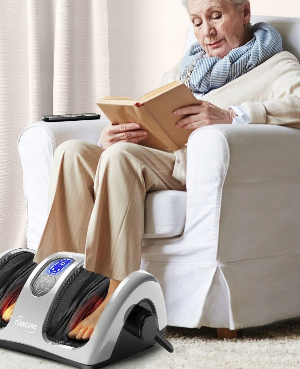 TISSCARE Foot and Calf Shiatsu Massager with Heating Pilot Silver Medical device no
