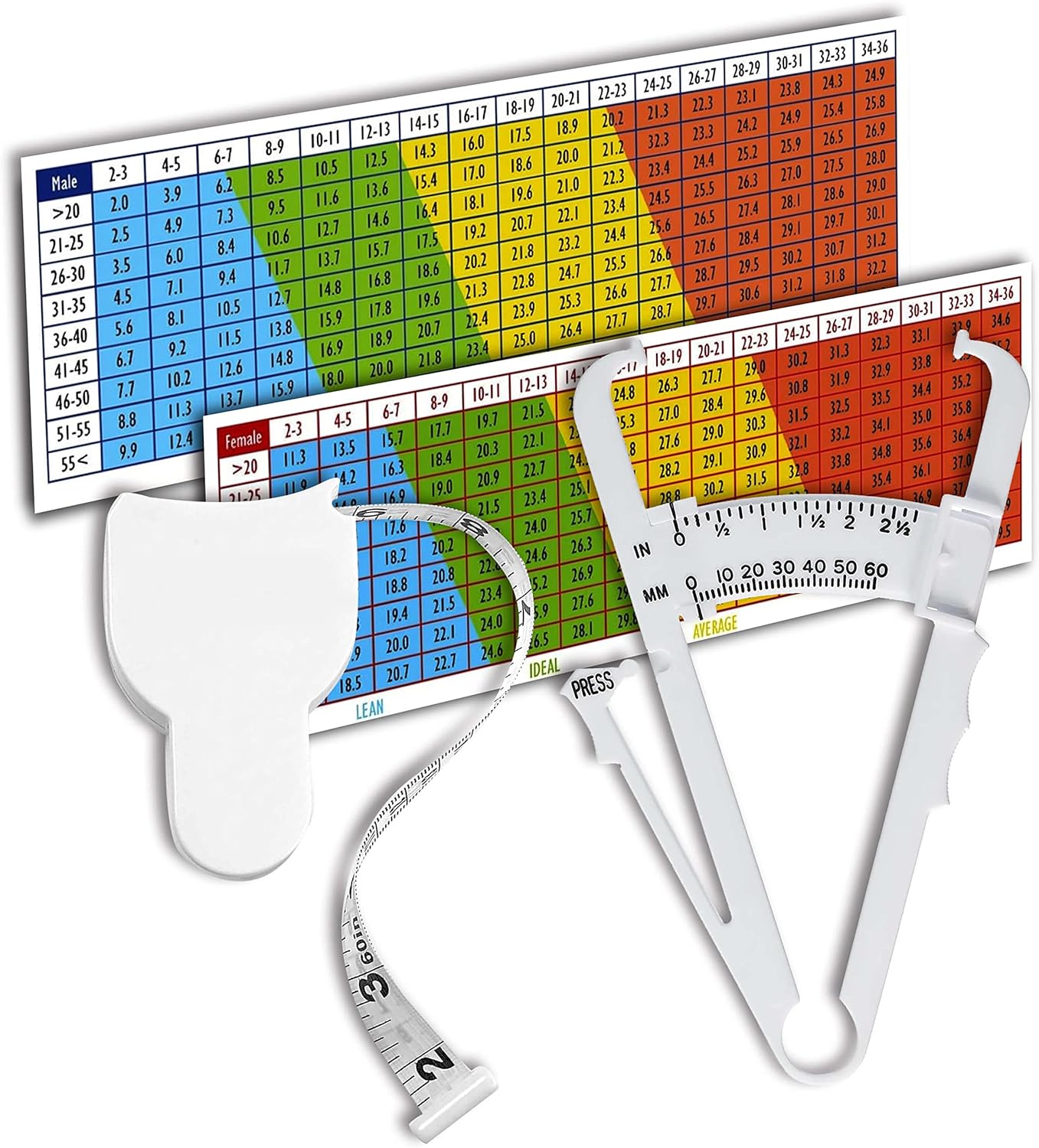 TISSUE MEASURING TOOL SET SKIN FOLD CLAMP+BMI TAPE MEASURE
