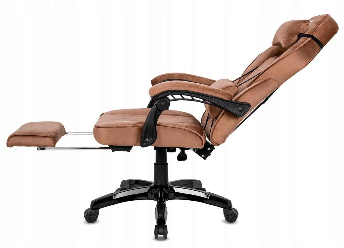 TITAN PRO Brown Velvet Swivel Gaming Chair for Desk with Footrest Furniture height 123 cm
