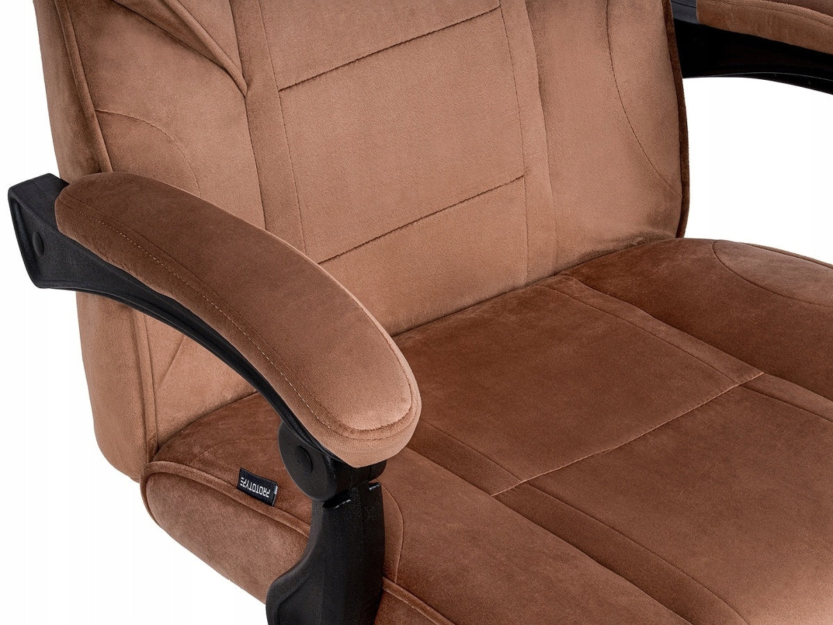 TITAN PRO Brown Velvet Swivel Gaming Chair for Desk with Footrest Furniture width 71 cm