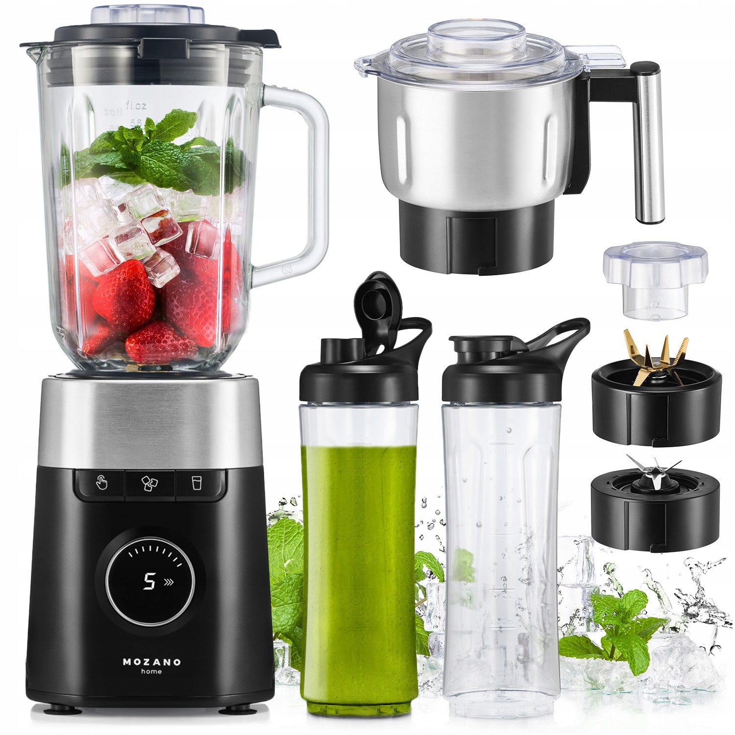 TITANIUM BLADES CUP BLENDER Coffee GRINDER 2 WATER BOTTLES TURBO STRONG 2,2L