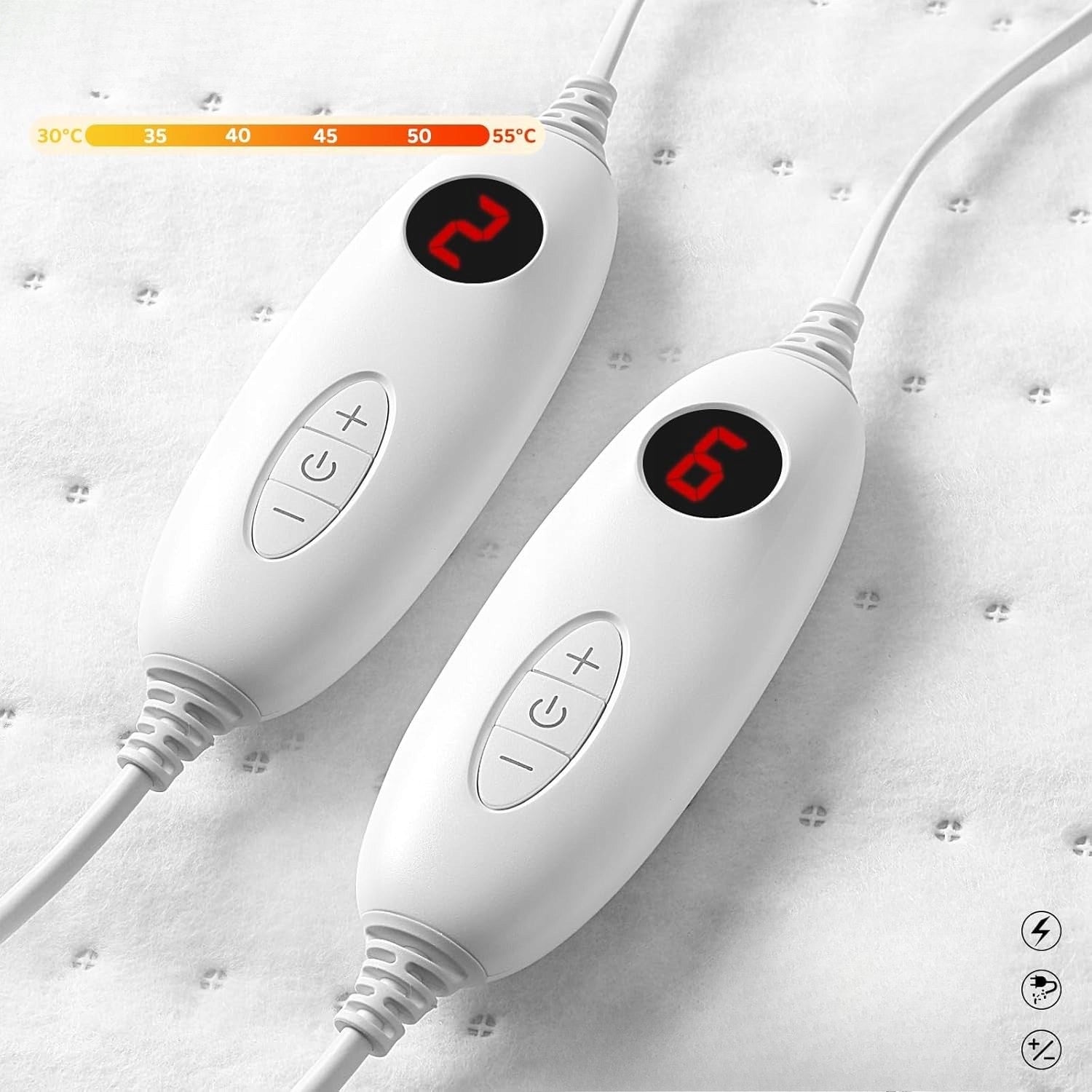 TLGREEN Double Heating Mat for Bed Blanket 100W, 187x139 cm Light Grey Medical device no
