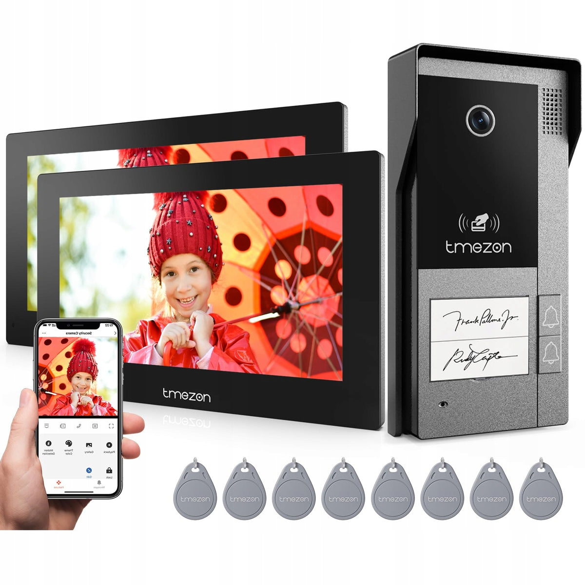TMEZON WLAN IP Video Doorphone 2 Families 1080P Camera 7 Inch Touch Screen