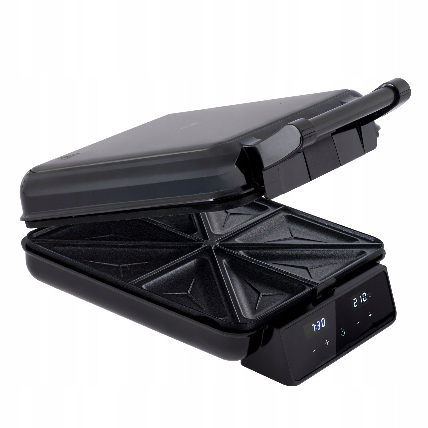 TOASTER 4in1 2200W Grill Waffle Iron Panini Toaster Adjustable Temp. LED Timer Sandwich shape shell triangle