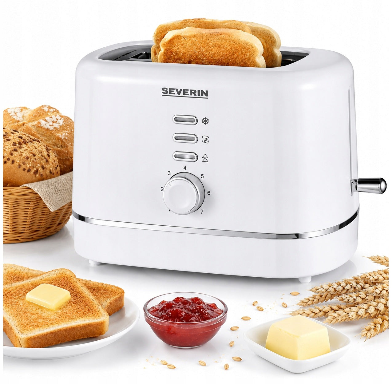 TOASTER 850W ROLL GRATE WHITE EVEN TOASTING SEVERIN AT4324