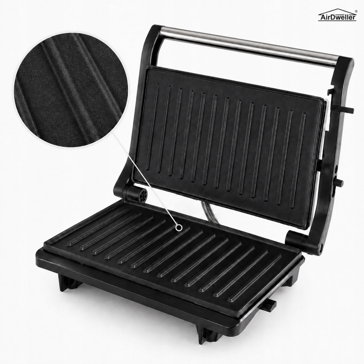TOASTER ELECTRIC GRILL AIRDWELLER 1000W FOR PANINI SANDWICHES TOASTER 180° Power rating 1000 W