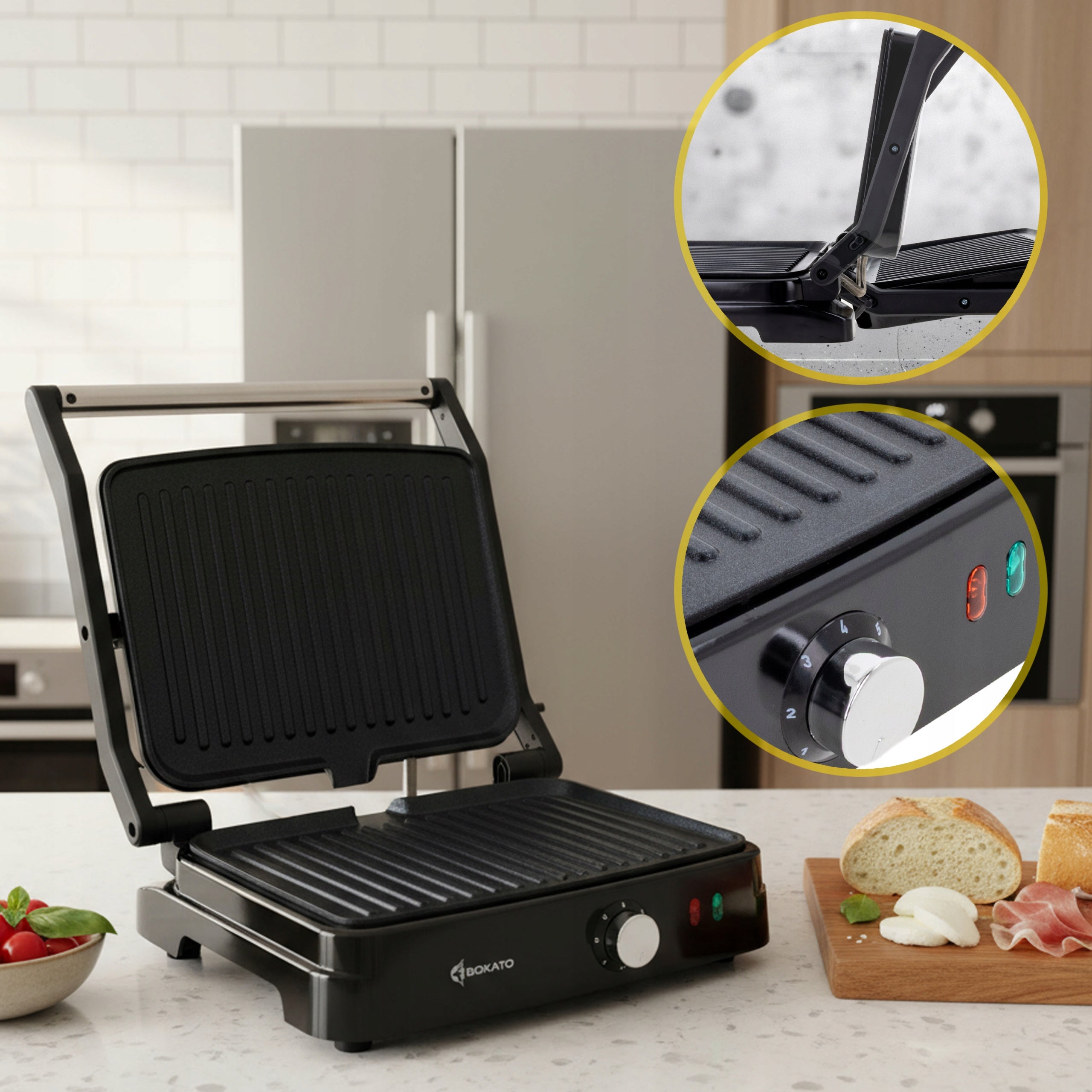 TOASTER ELECTRIC GRILL FOR PANINI MEAT FLAT FOLDING 2000W BOKATO Power rating 2000 W