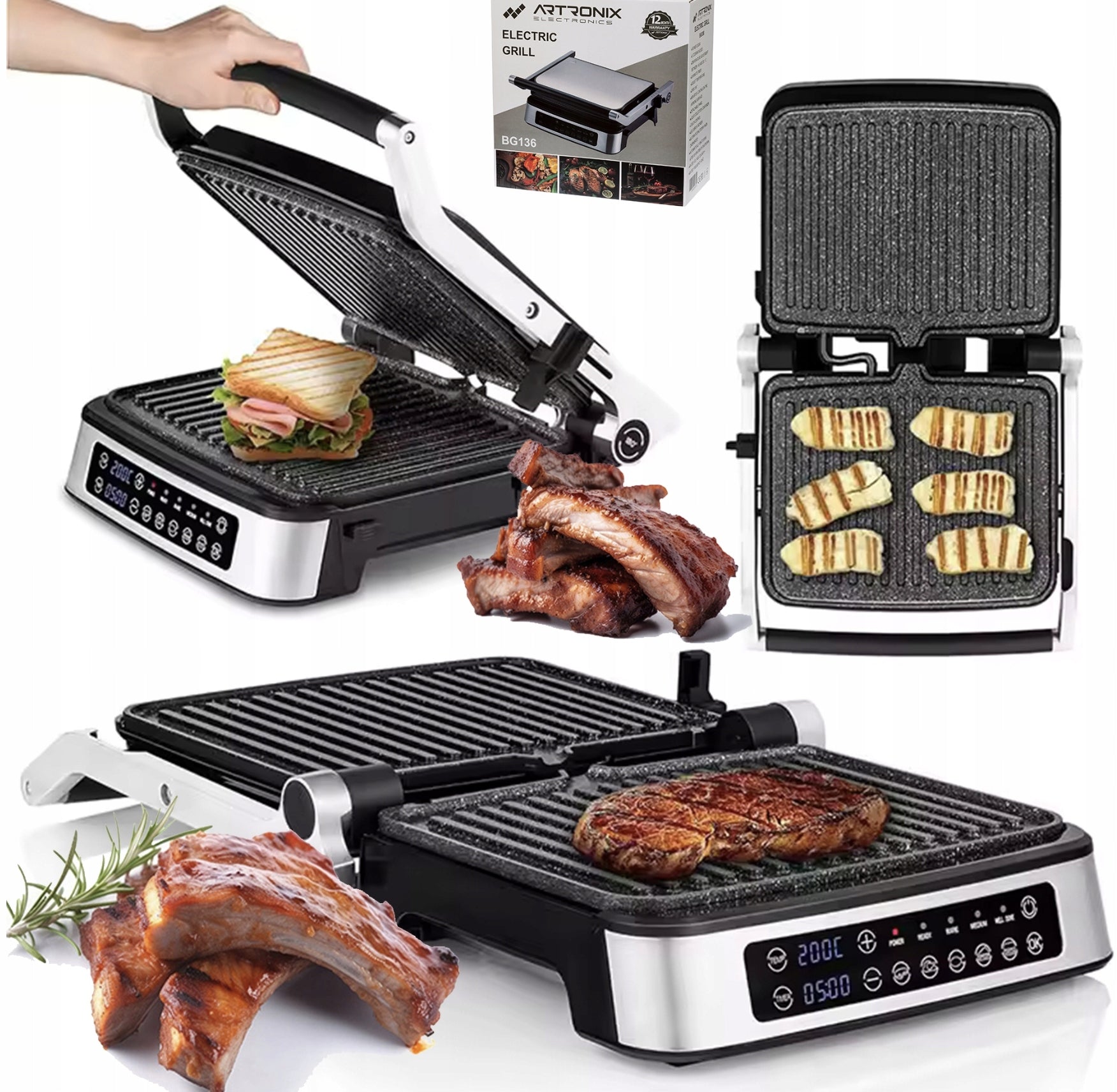 TOASTER FOLDING SANDWICH Grill Toaster Toast Panini Toast 5 programs