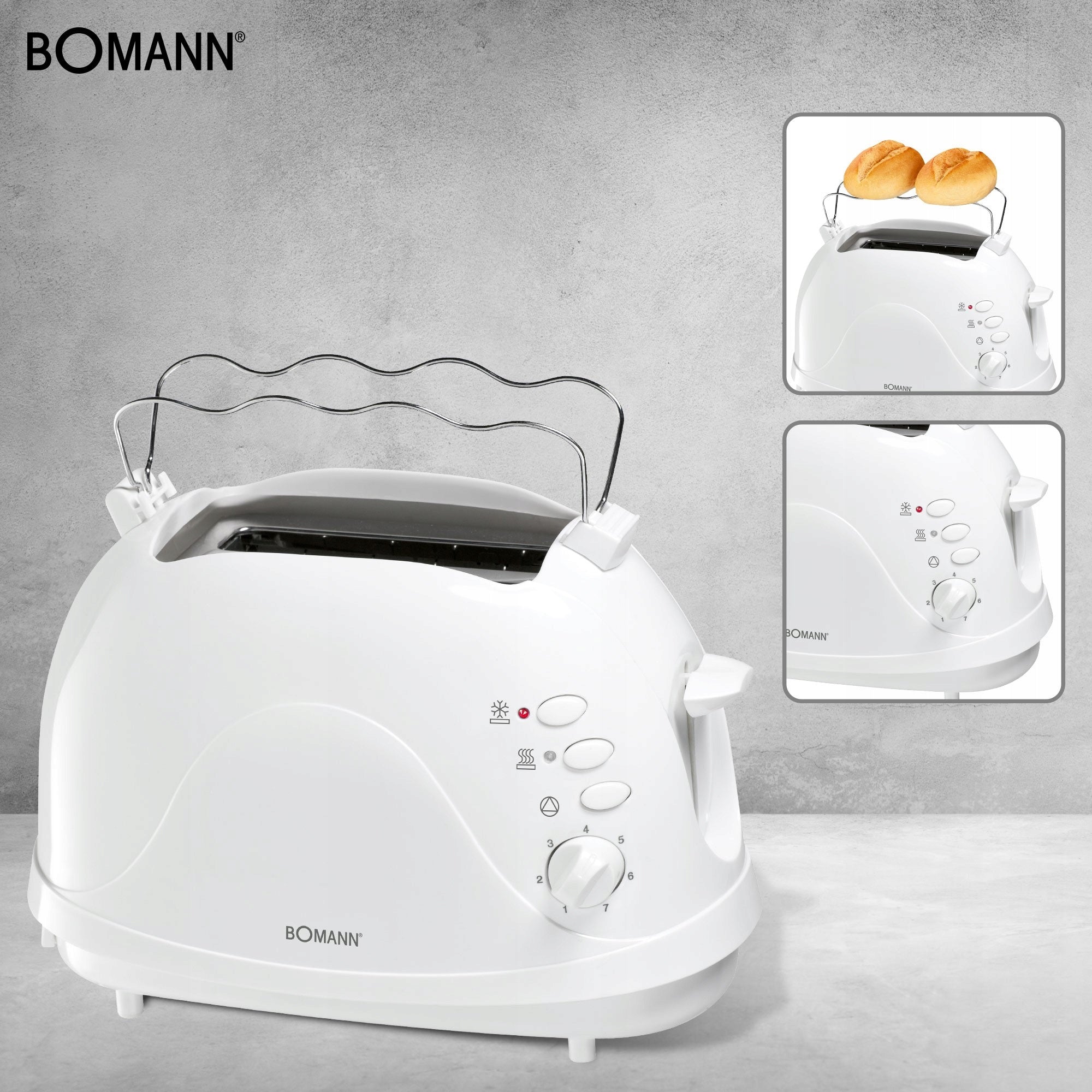 TOASTER FOR 2 SLICES BOMANN TA 879 W CB WHITE Brand Bomann