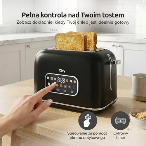 TOASTER FOR 2 SLICES LCD TIMER FOR BREAD THICK BAGELS GIFT FOR HOME Dominant color black