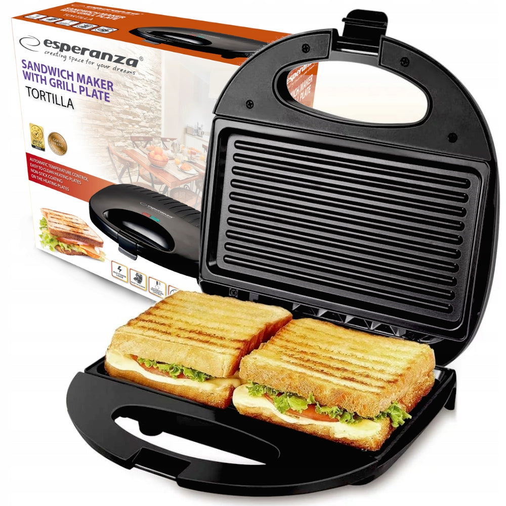 TOASTER FOR SANDWICHES PANINI TYPE GRILL STRONG TORTILLA 1000W Model TOSTER OPIEKACZ DO KANAPEK PANINI TYP GRILL