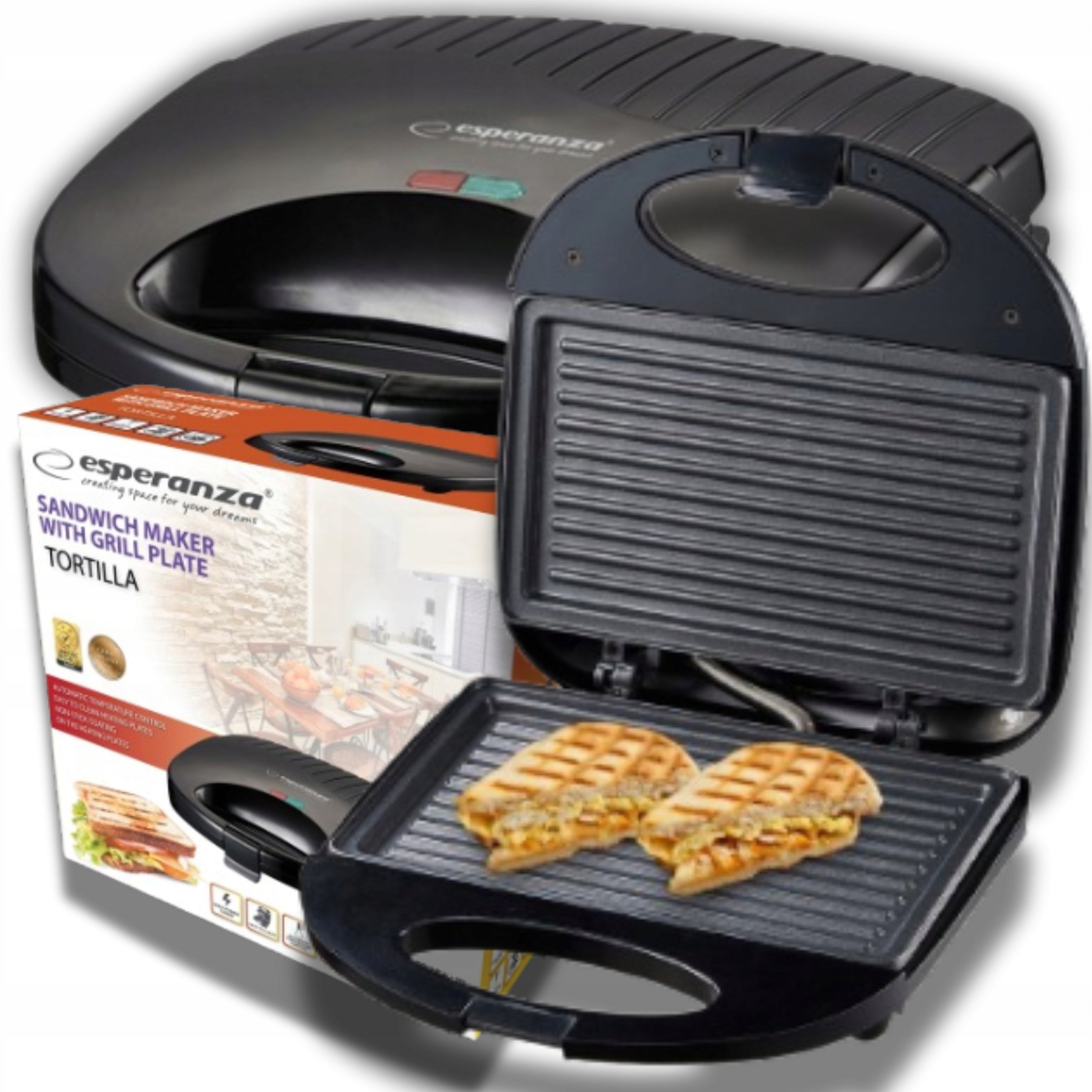 TOASTER FOR SANDWICHES PANINI TYPE GRILL STRONG TORTILLA 1000W