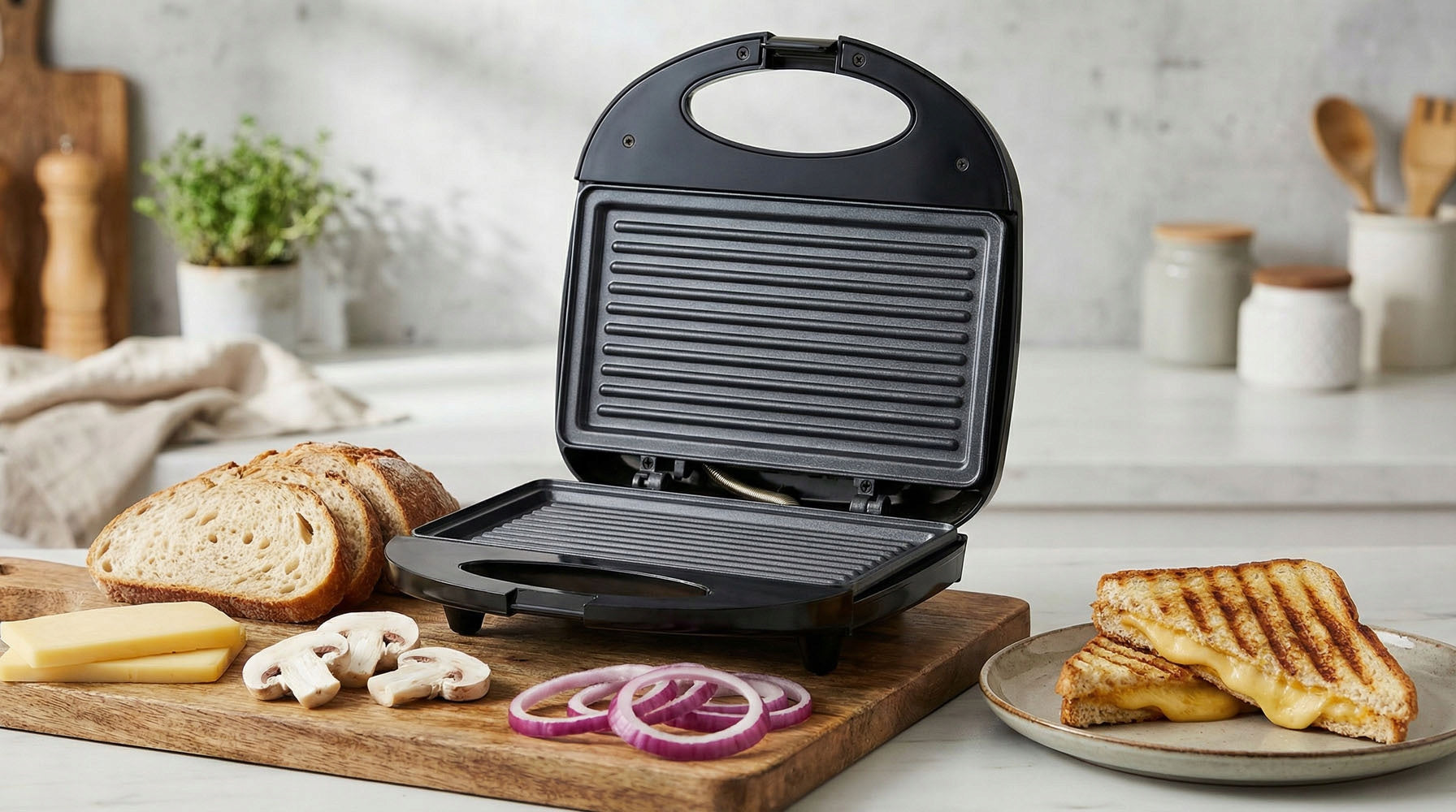 TOASTER FOR SANDWICHES TORTILLA GRILL 1000W ESPERANZA PLATE GRILL Dominant color black