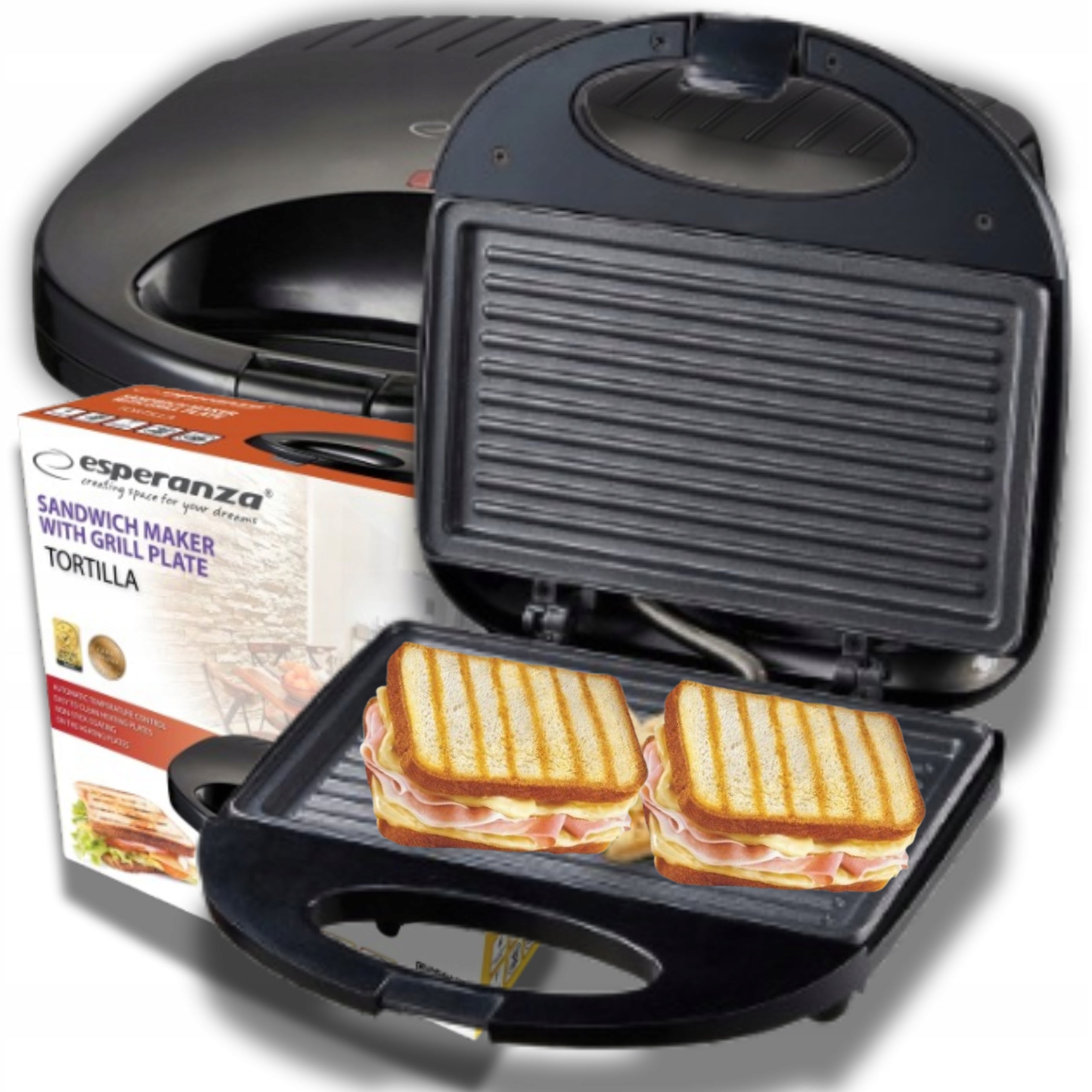 TOASTER GRILL FOR SANDWICHES PANINI TORTILLA STRONG LARGE 1000W Brand ADGO