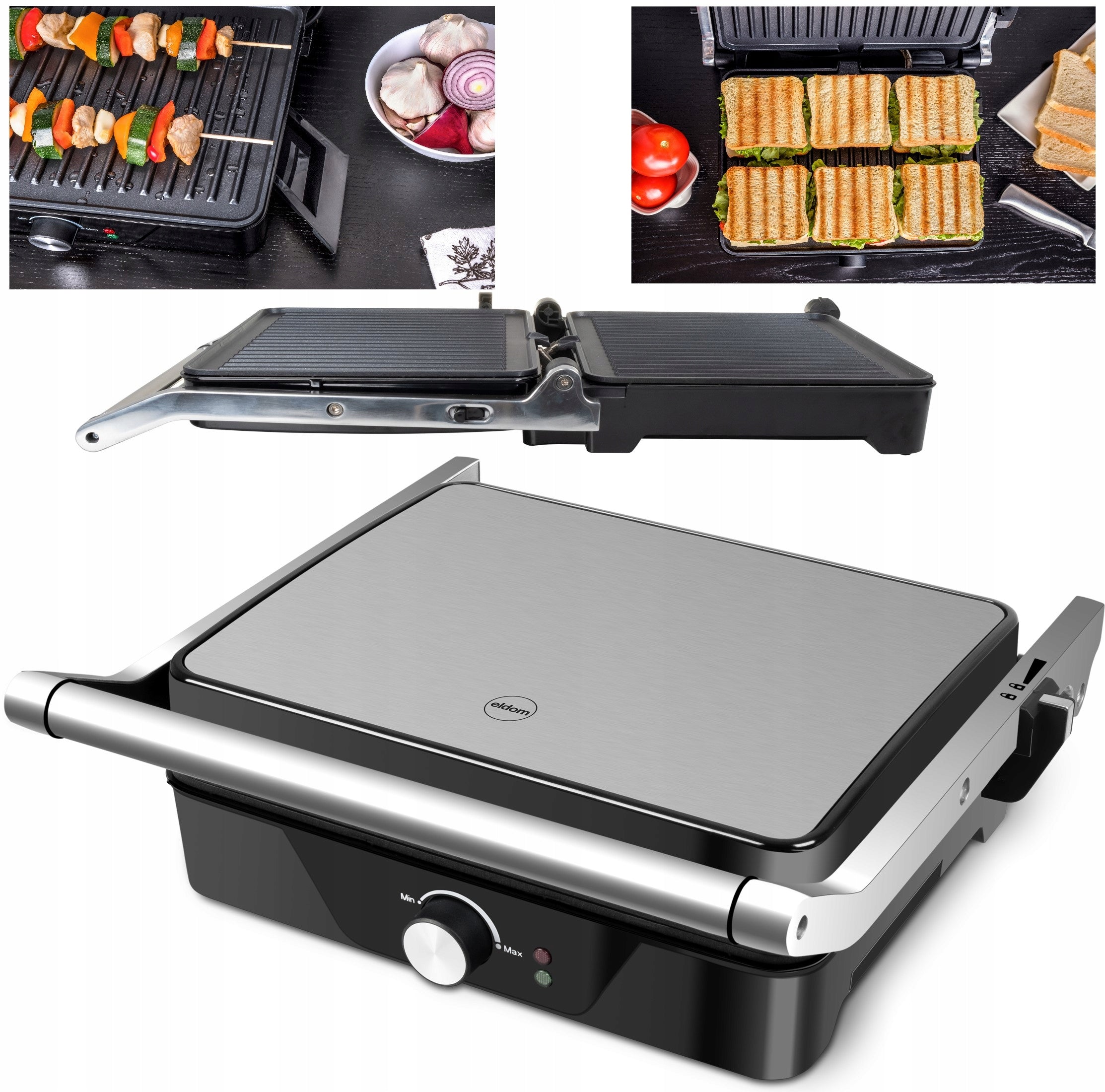 TOASTER OVEN GRILL FOR PANINI SANDWICHES ELECTRIC FOLDING STRONG 2000W Brand Eldom
