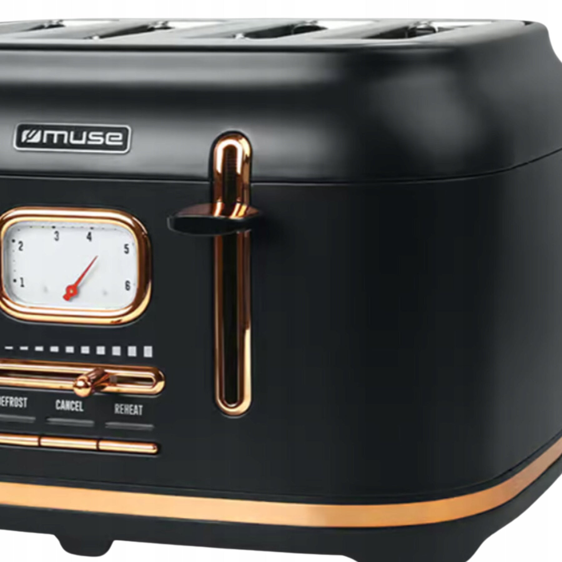 TOASTER RETRO HIGH POWER 1800W 4TOSTY BLACK GOLD REG. TEMPERATURE Brand Muse