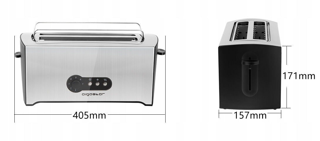 TOASTER SANDWICH TOASTER 7 LEVELS 900W 2 SLICES SILVER AIGOSTAR STRONG Brand Aigostar