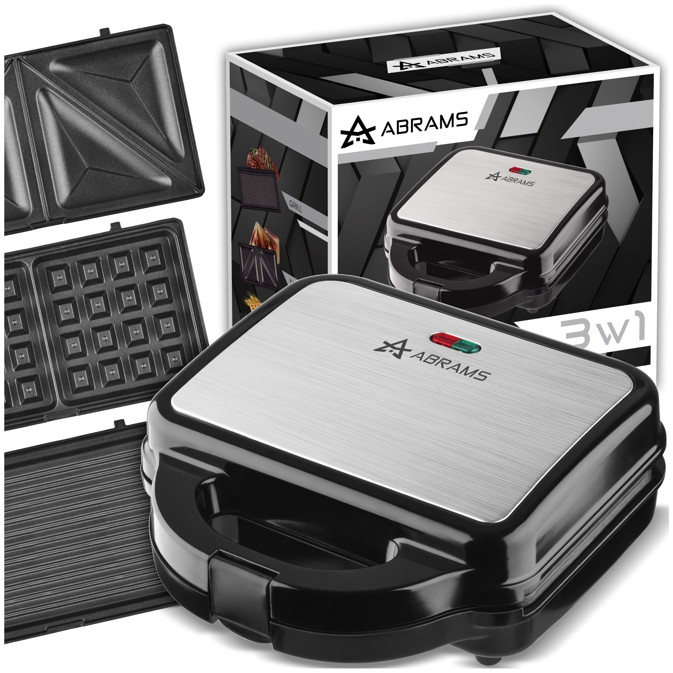 TOASTER WAFFLE MAKER GRILL 3IN1 TOASTER FOR SANDWICHES 1000W STRONG NEW