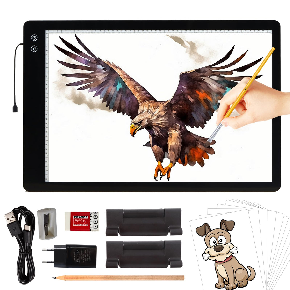 TOHETO illuminated drawing table A2 LED rechargeable battery 5200 mAh