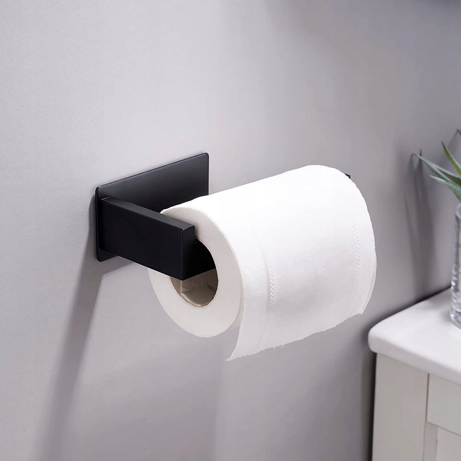 TOILET PAPER HANGER HOLDER BLACK LOFT WALL GLUED TO GLUE Packaging status original