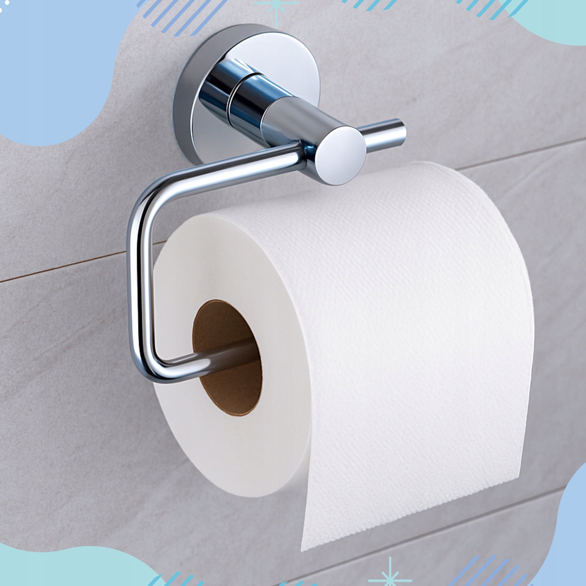 TOILET PAPER HANGER HOLDER SILVER FOR PINS STAINLESS STEEL ROD Packaging status original