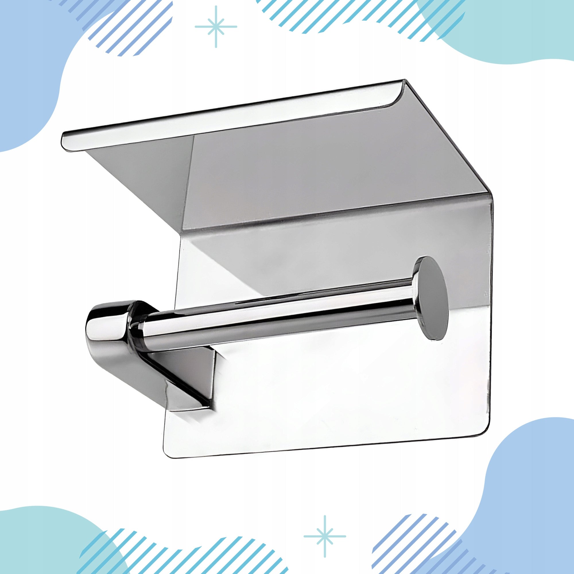 TOILET PAPER HANGER HOLDER WITH PHONE SHELF METAL CHROME Packaging status original