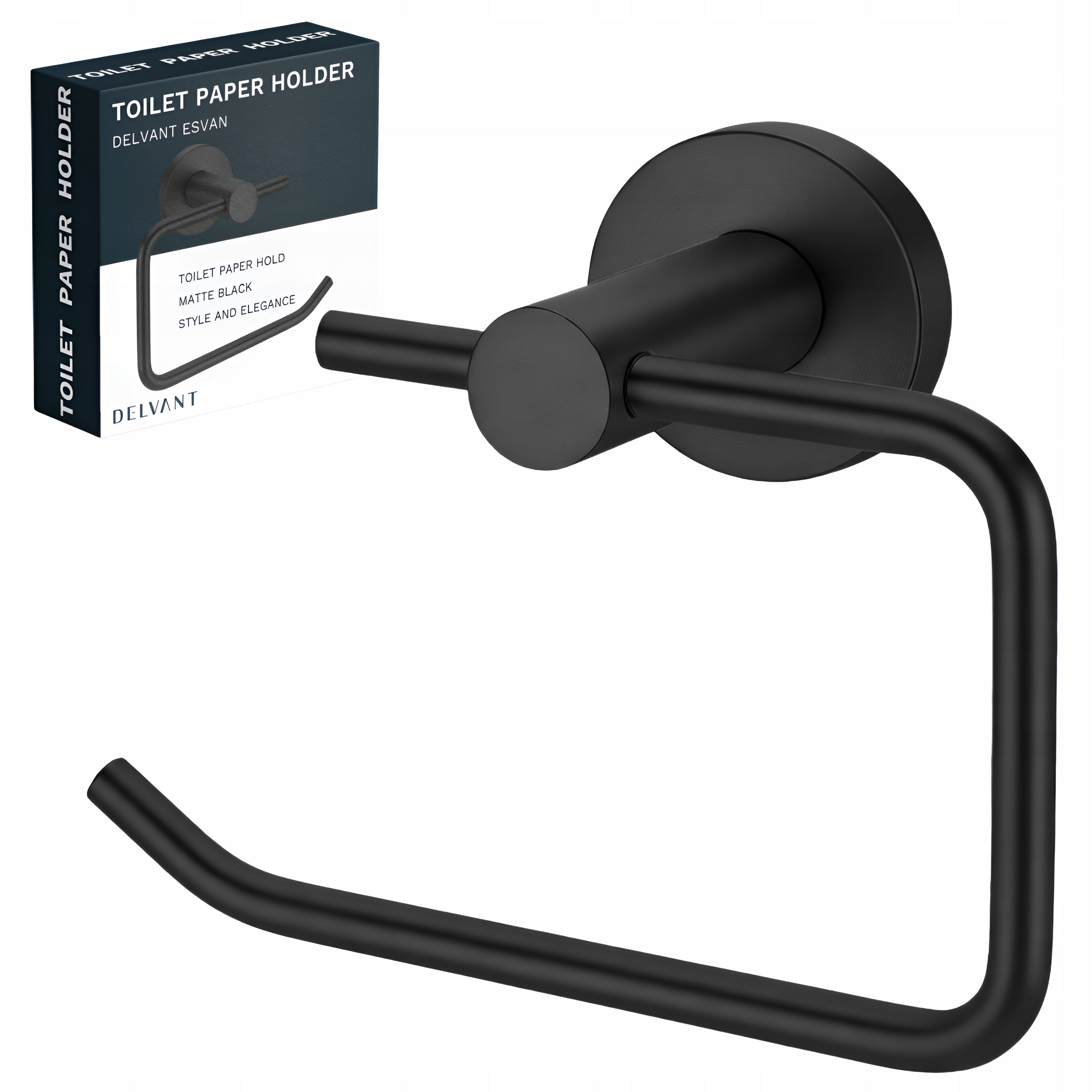 TOILET PAPER HOLDER BATHROOM HANGER METAL DELVANT ESVAN BLACK
