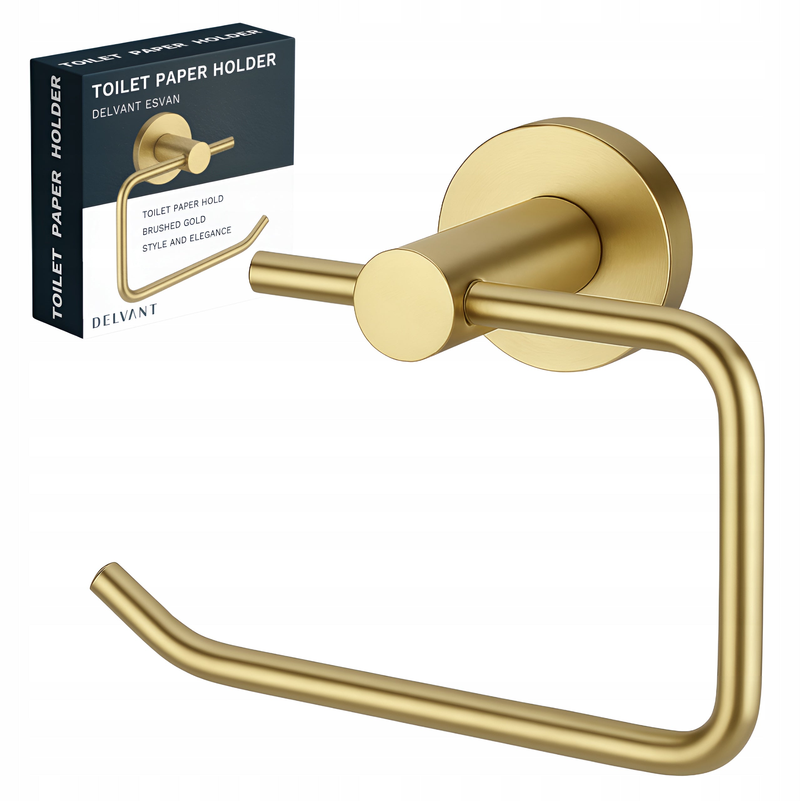 TOILET PAPER HOLDER BATHROOM HANGER METAL DELVANT ESVAN GOLD