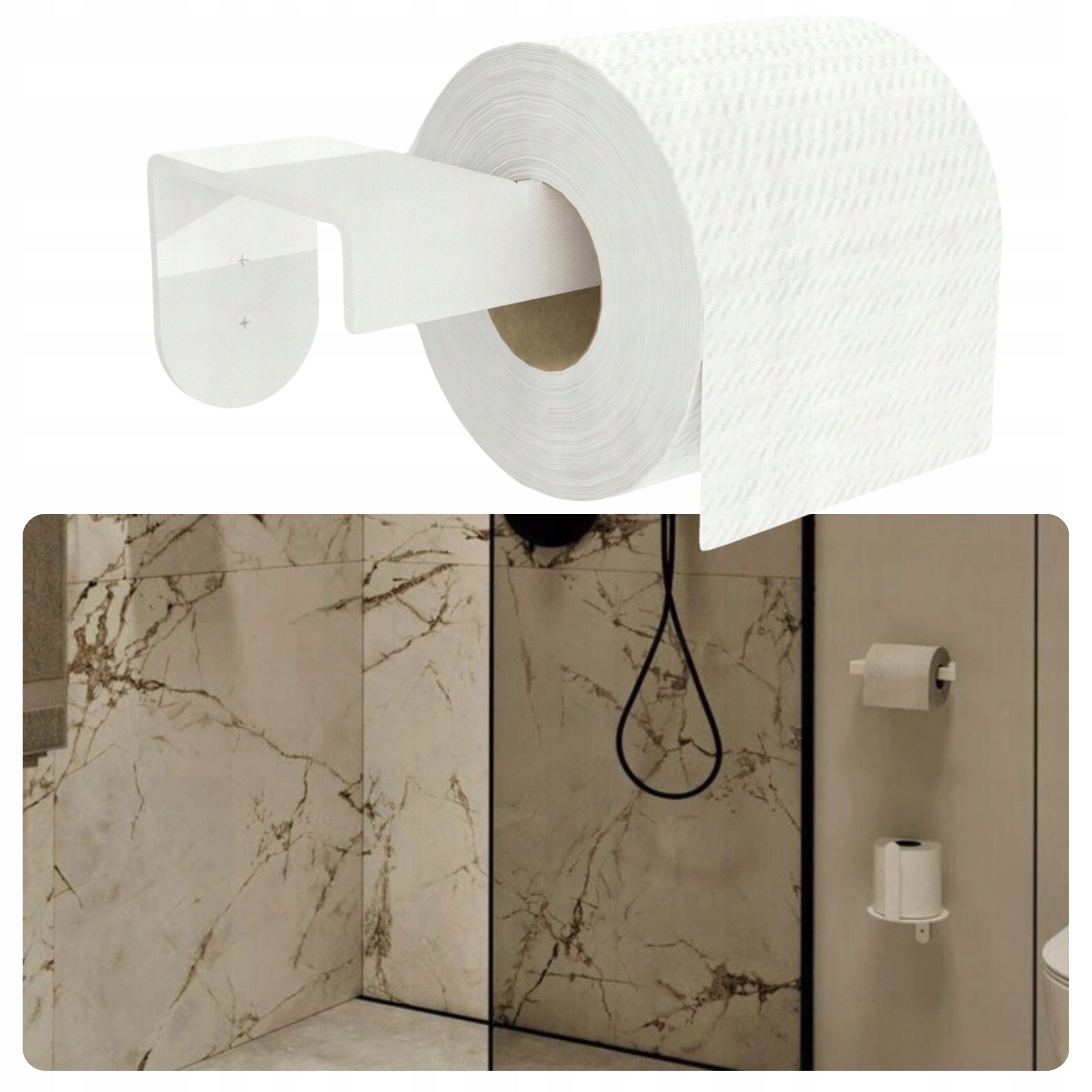 TOILET PAPER HOLDER CORE WHITE METAL WALL HANGING MINIMALIST