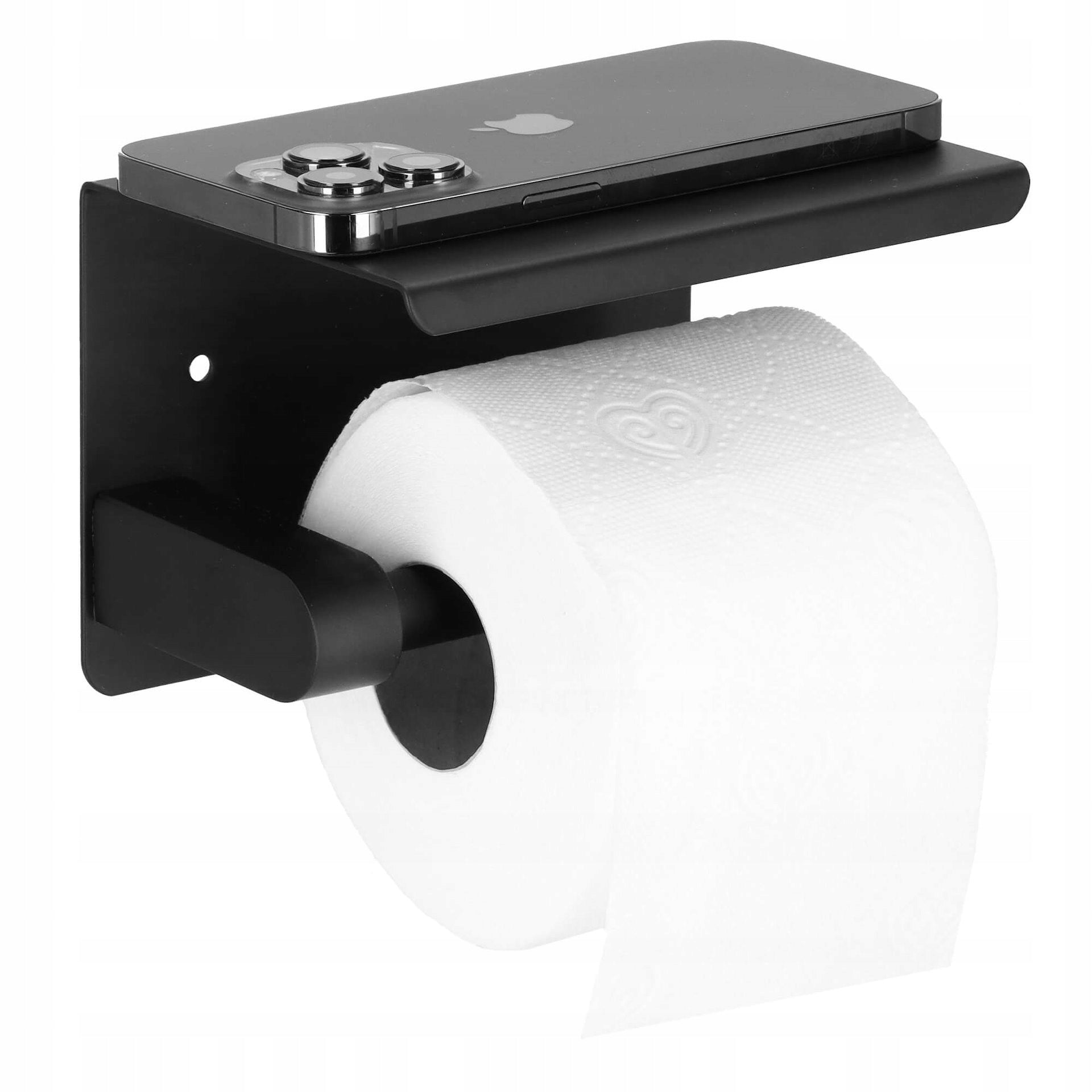 TOILET PAPER HOLDER TOILET HANGER BLACK STEEL METAL LOFT WITH SHELF