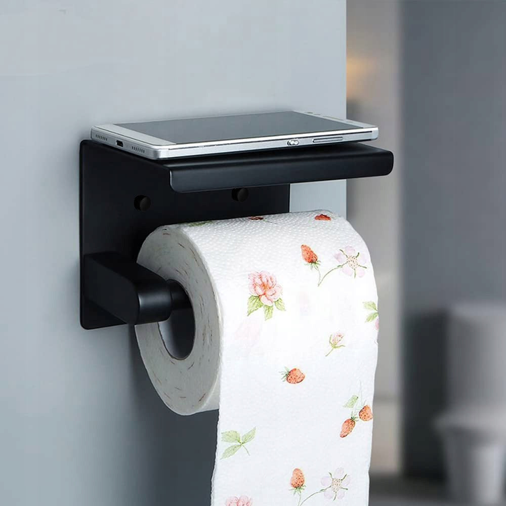 TOILET PAPER HOLDER WITH PHONE SHELF, BLACK LOFT BATHROOM EAN (GTIN) 5902340324059